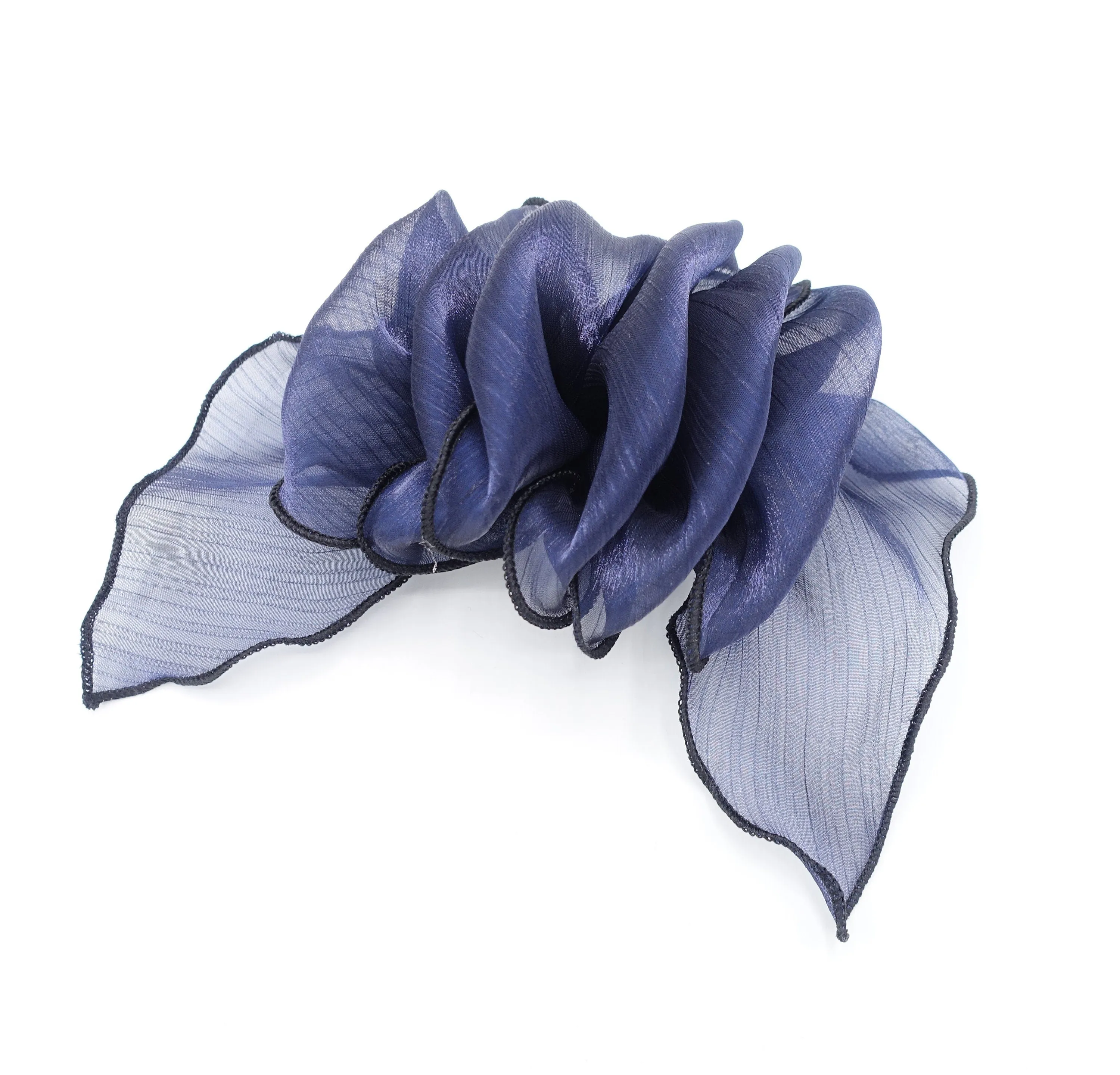 organza ruffle flower hair barrette woman hair accessory