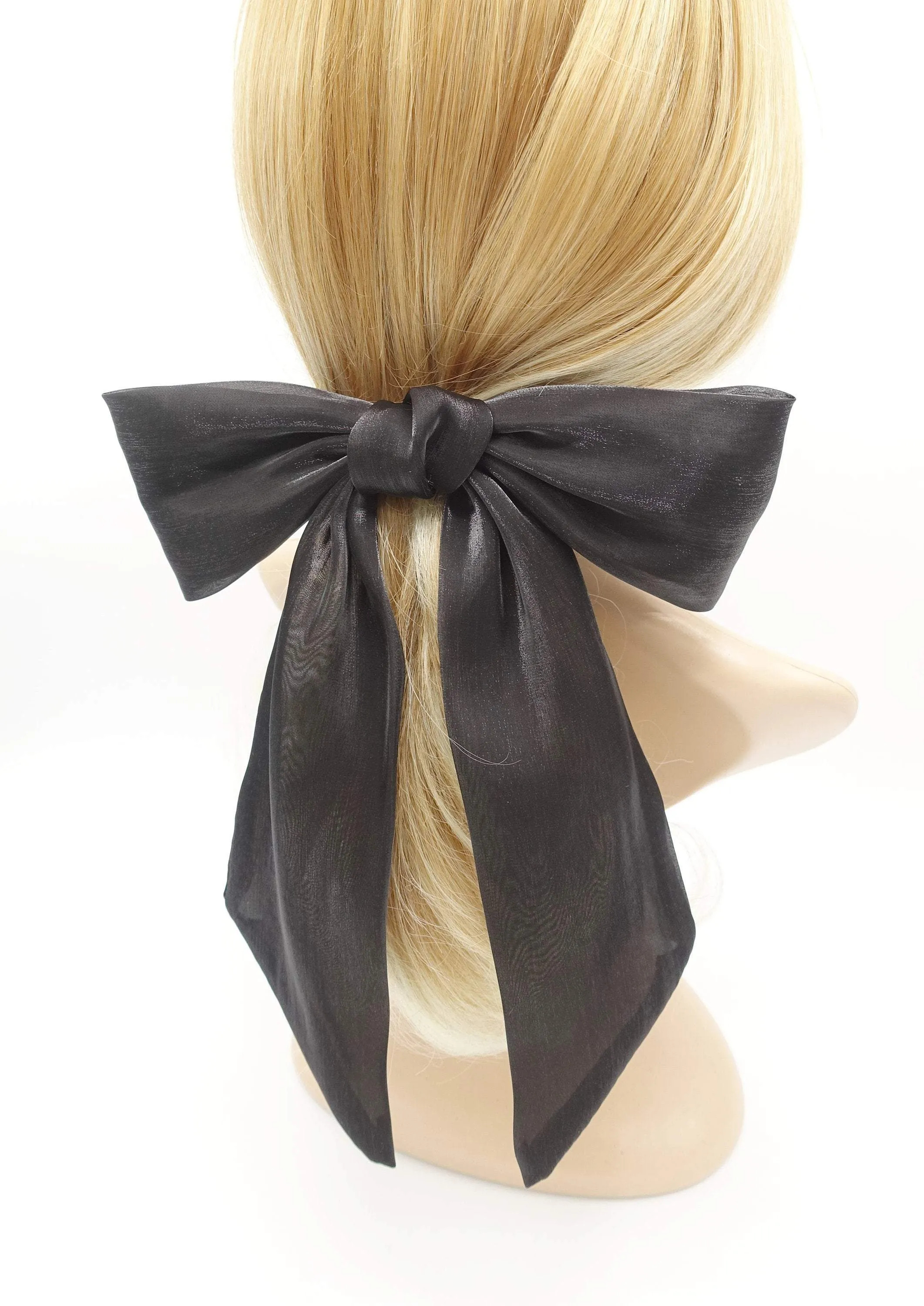 organza tail hair bow big stylish hair accessory for women