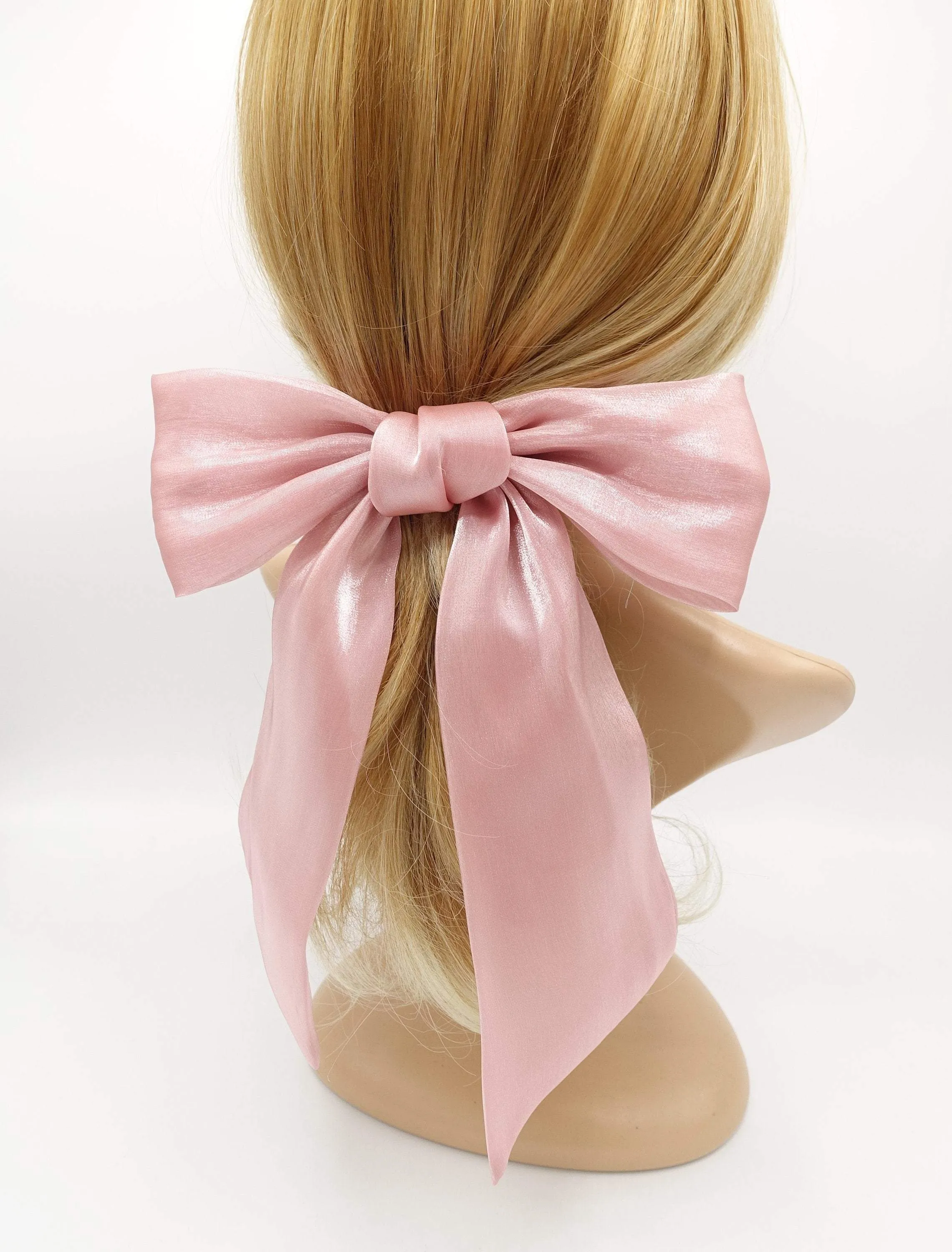 organza tail hair bow big stylish hair accessory for women