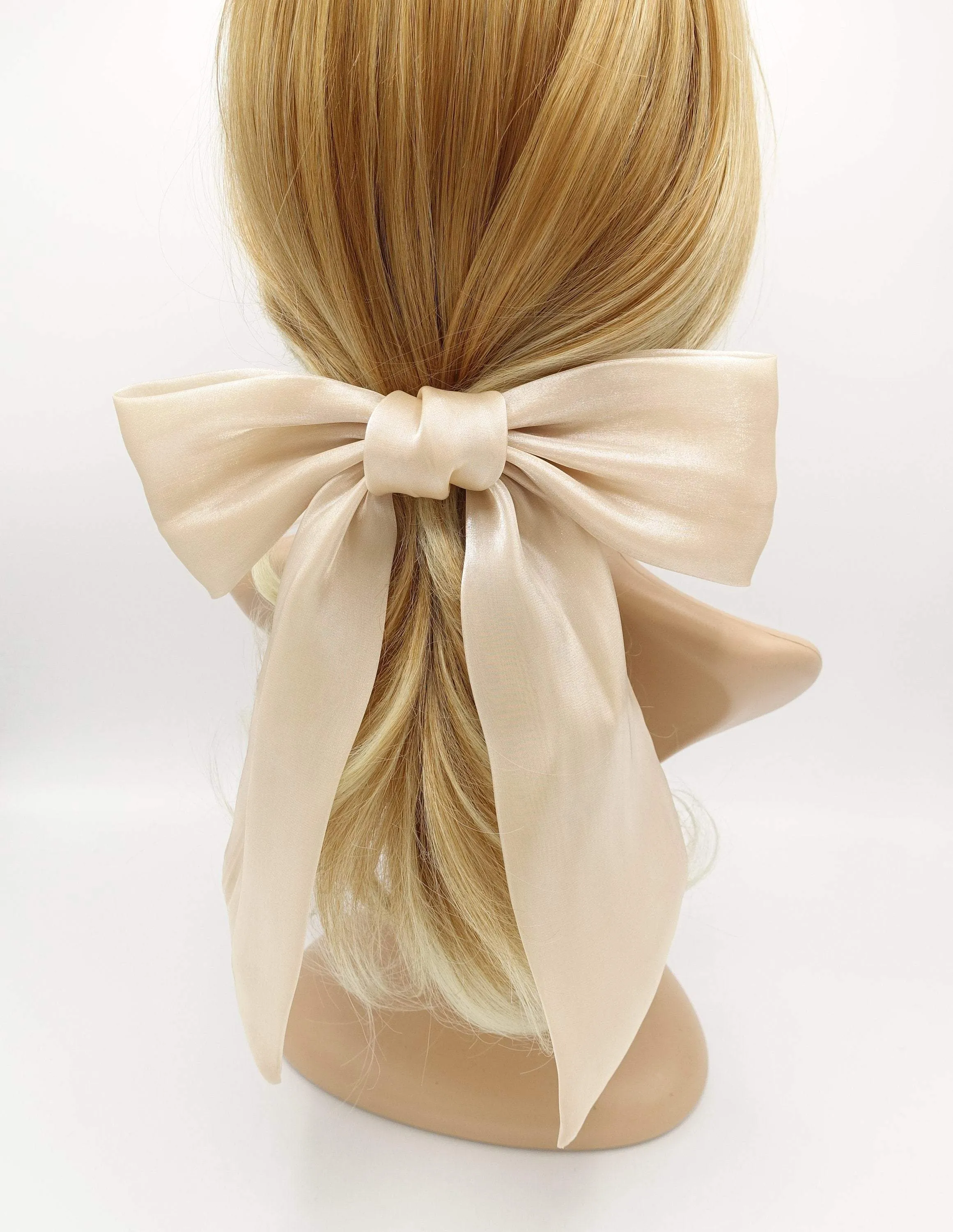 organza tail hair bow big stylish hair accessory for women