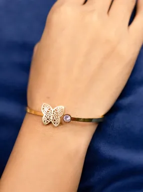 Ornaio 18K Gold Plated Anti-Tarnish Butterfly Bracelet with Zircon Stone