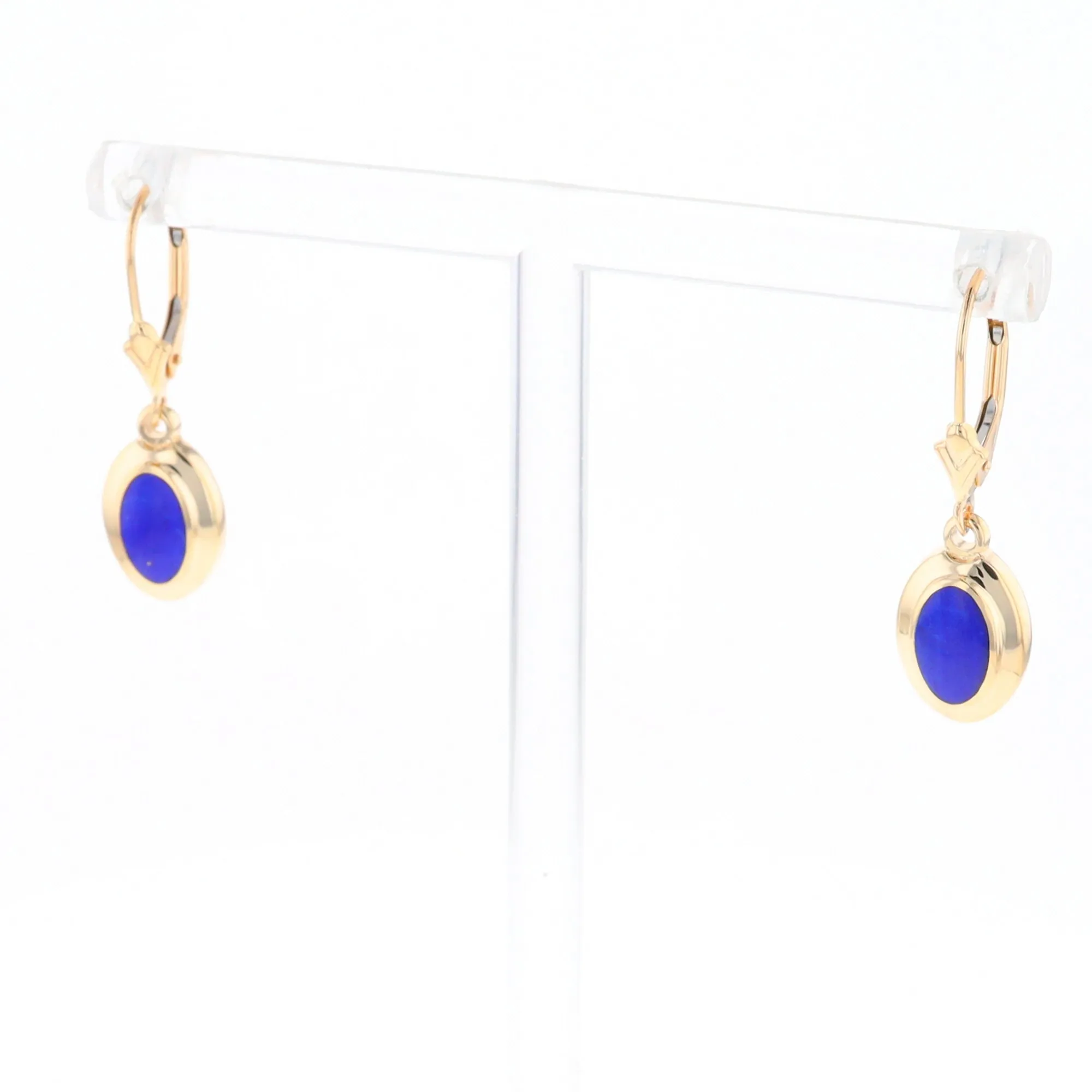 Oval Lapis Inlaid Earrings