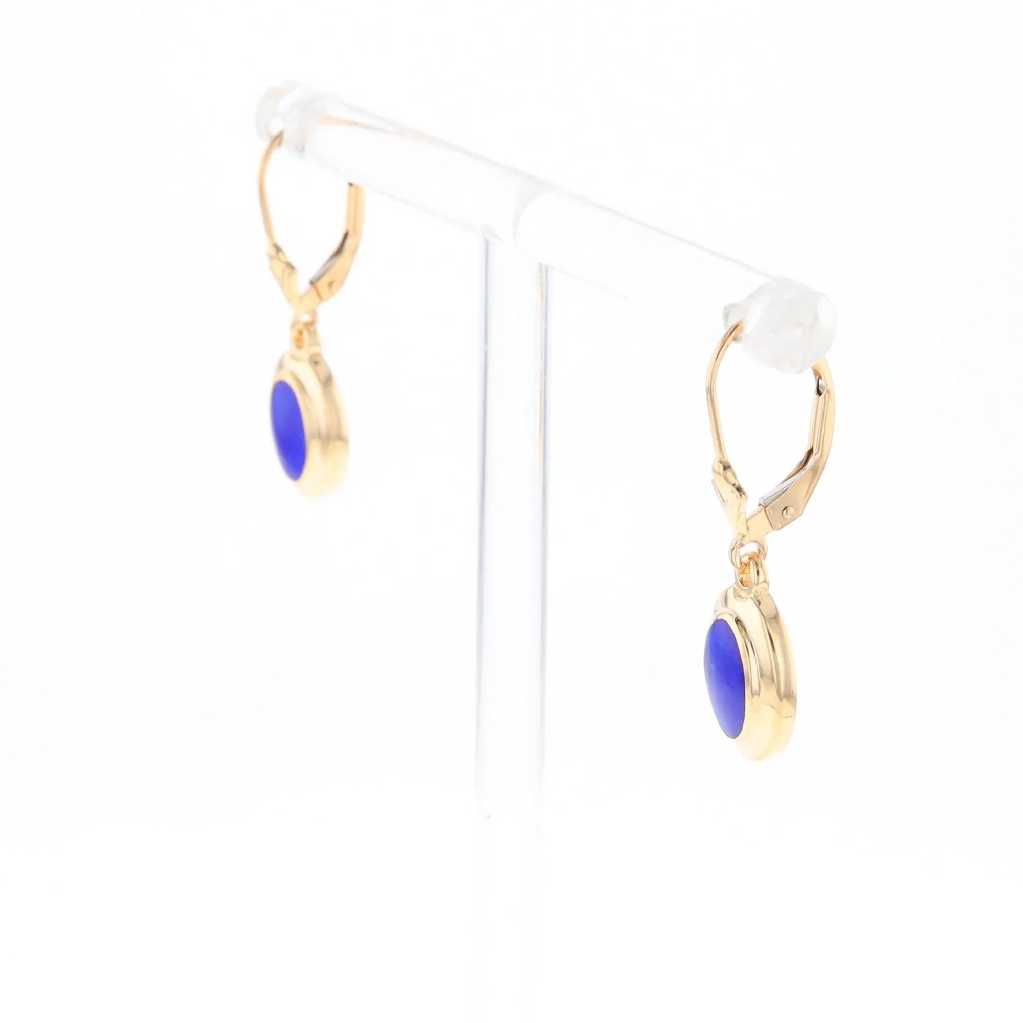 Oval Lapis Inlaid Earrings