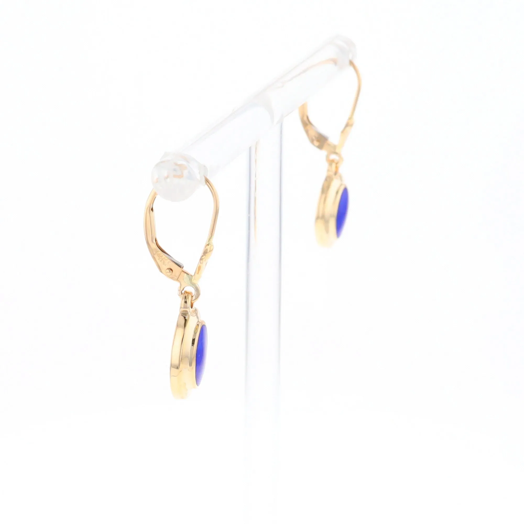 Oval Lapis Inlaid Earrings