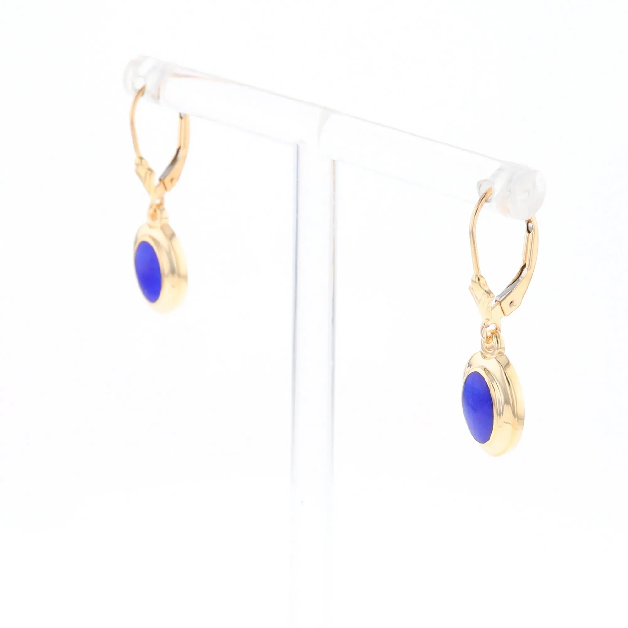 Oval Lapis Inlaid Earrings