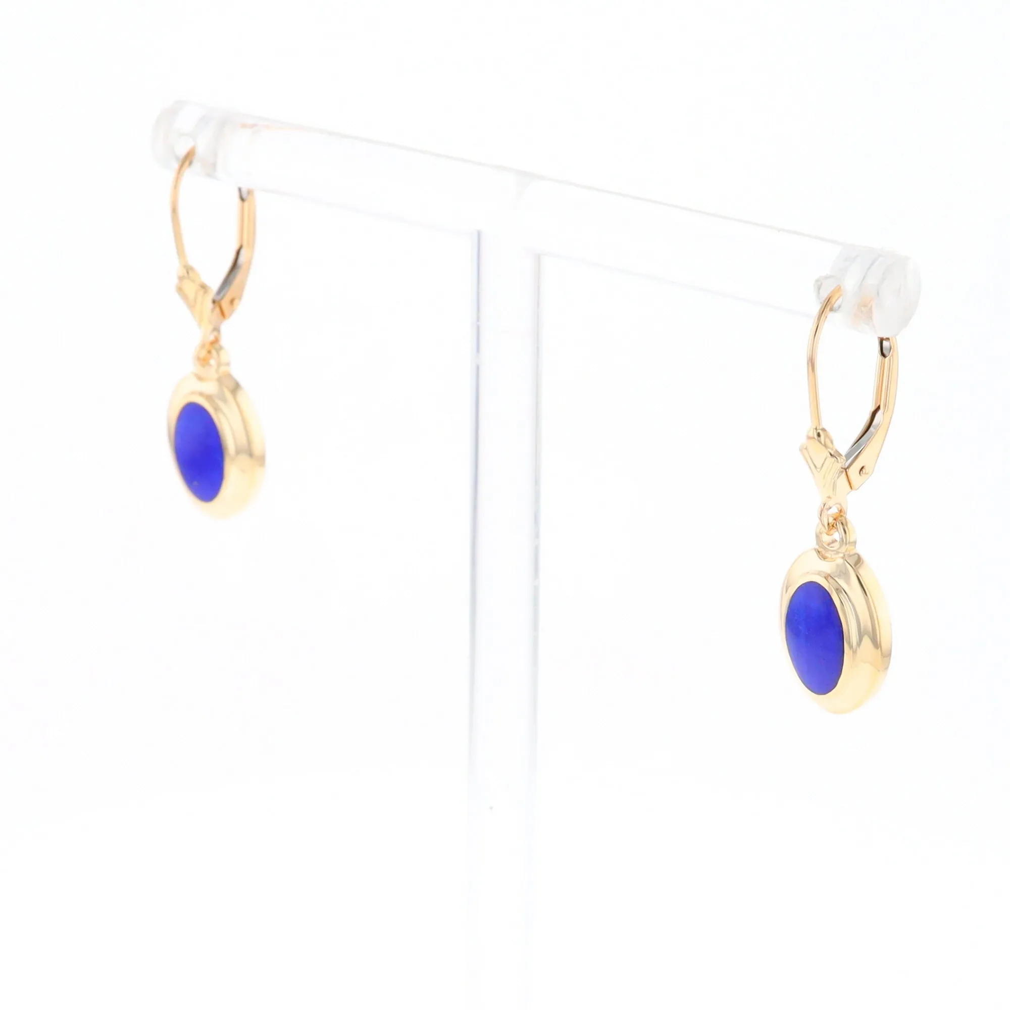 Oval Lapis Inlaid Earrings