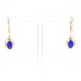 Oval Lapis Inlaid Earrings