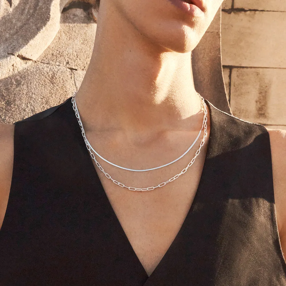 Paperclip Chain Necklace in Silver