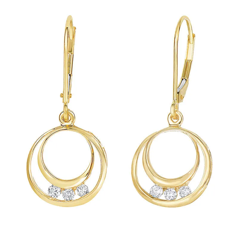 Past Present Future Circle Diamond Drop Earrings