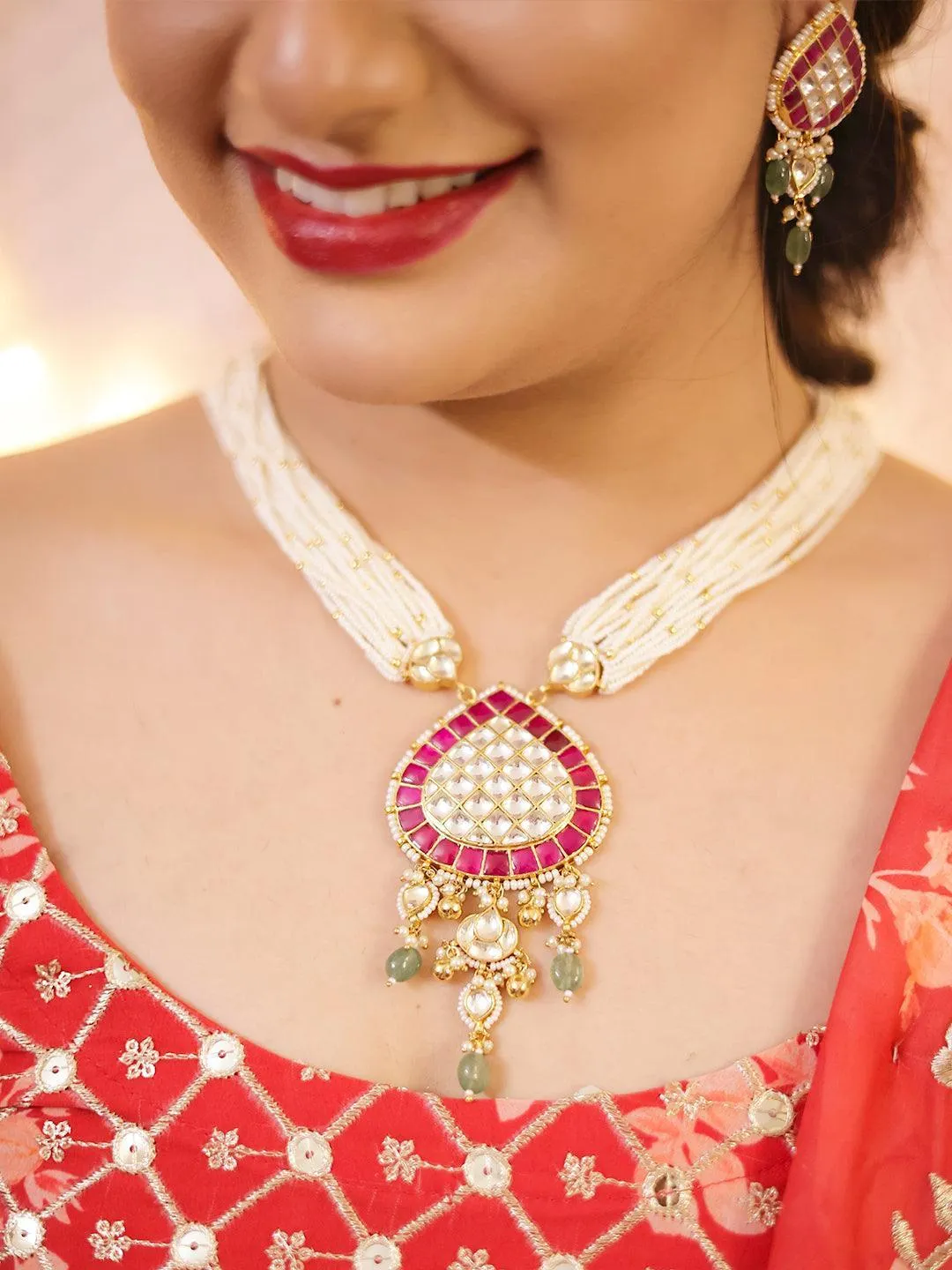 Patchi Kundan Drop Pendant Set