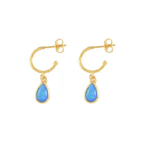 PEAR CZELLINE OPAL HOOP EARRINGS