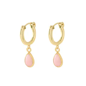 PEAR PINK OPAL HOOP EARRINGS