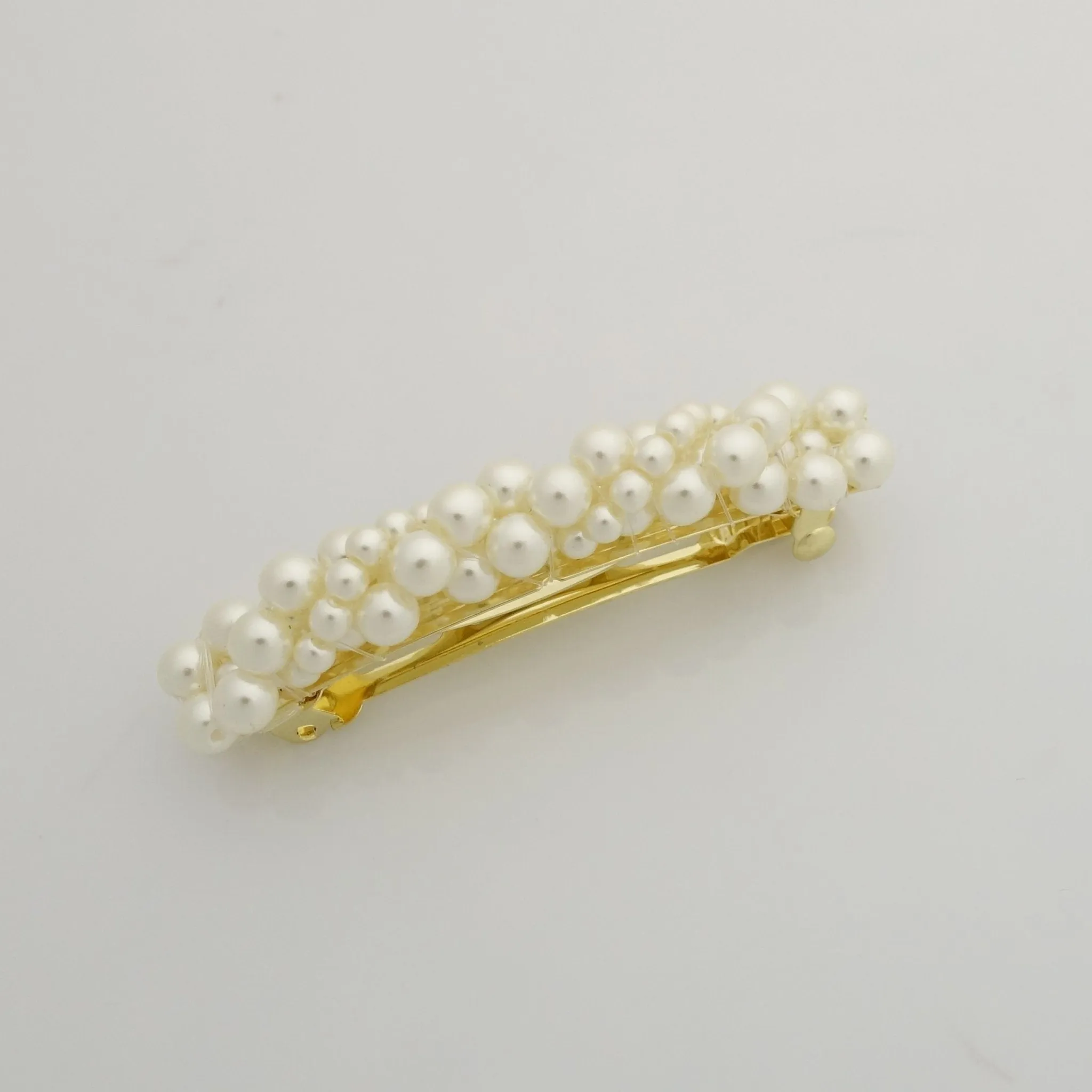 pearl decorated hair bow tiny pearl ball beaded bow french hair barrette