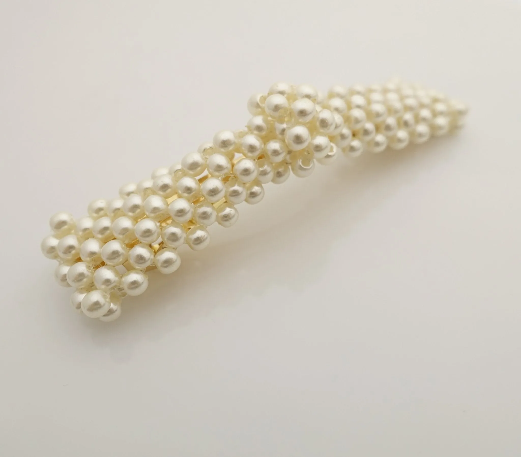 pearl decorated hair bow tiny pearl ball beaded bow french hair barrette