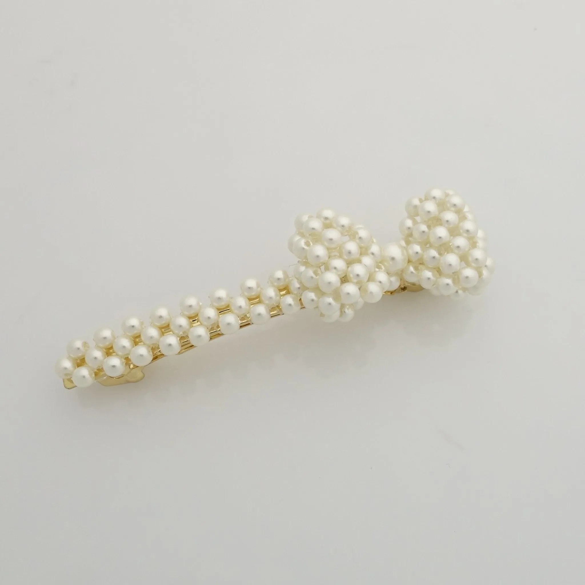 pearl decorated hair bow tiny pearl ball beaded bow french hair barrette