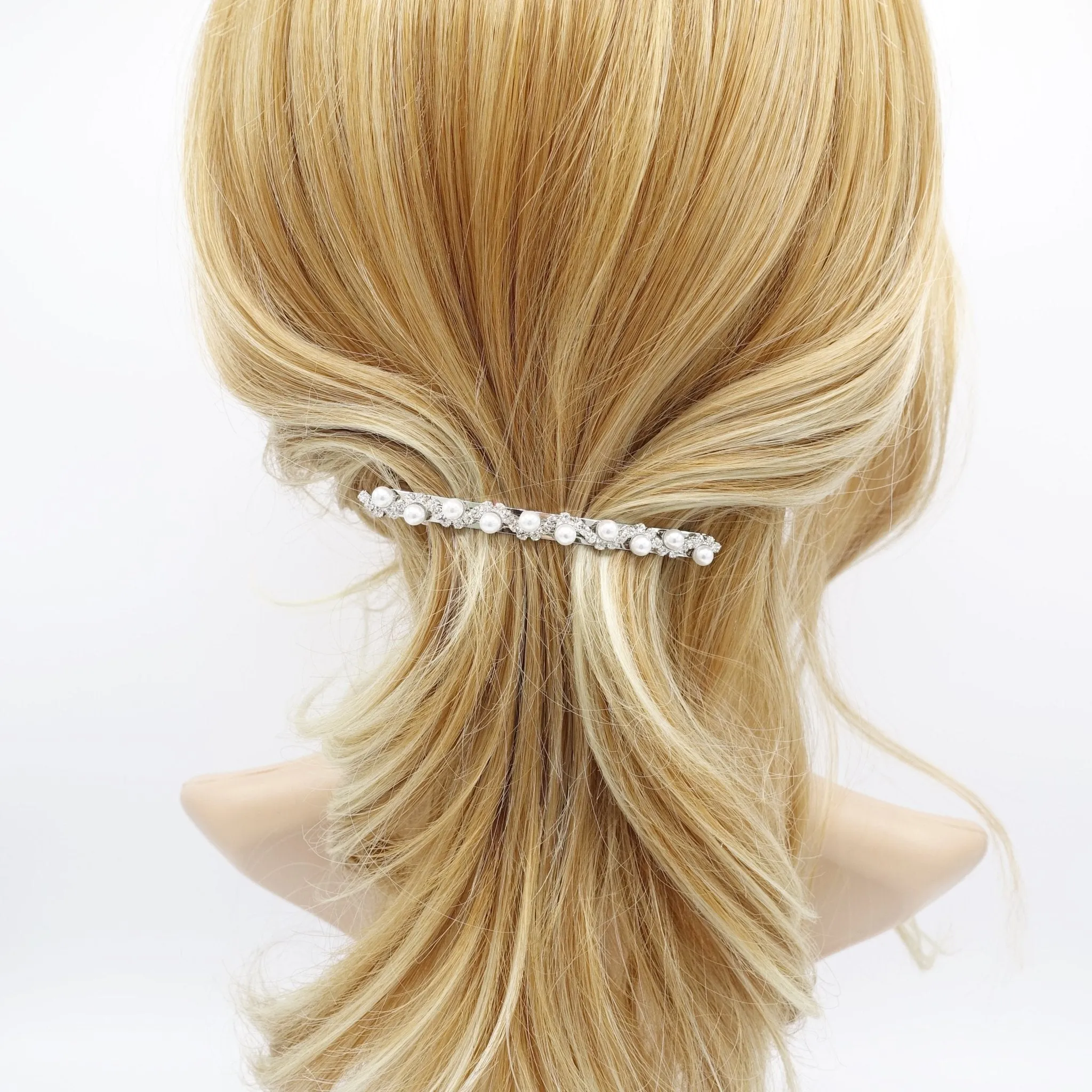 pearl rhinestone wave hair barrette women hair accessory