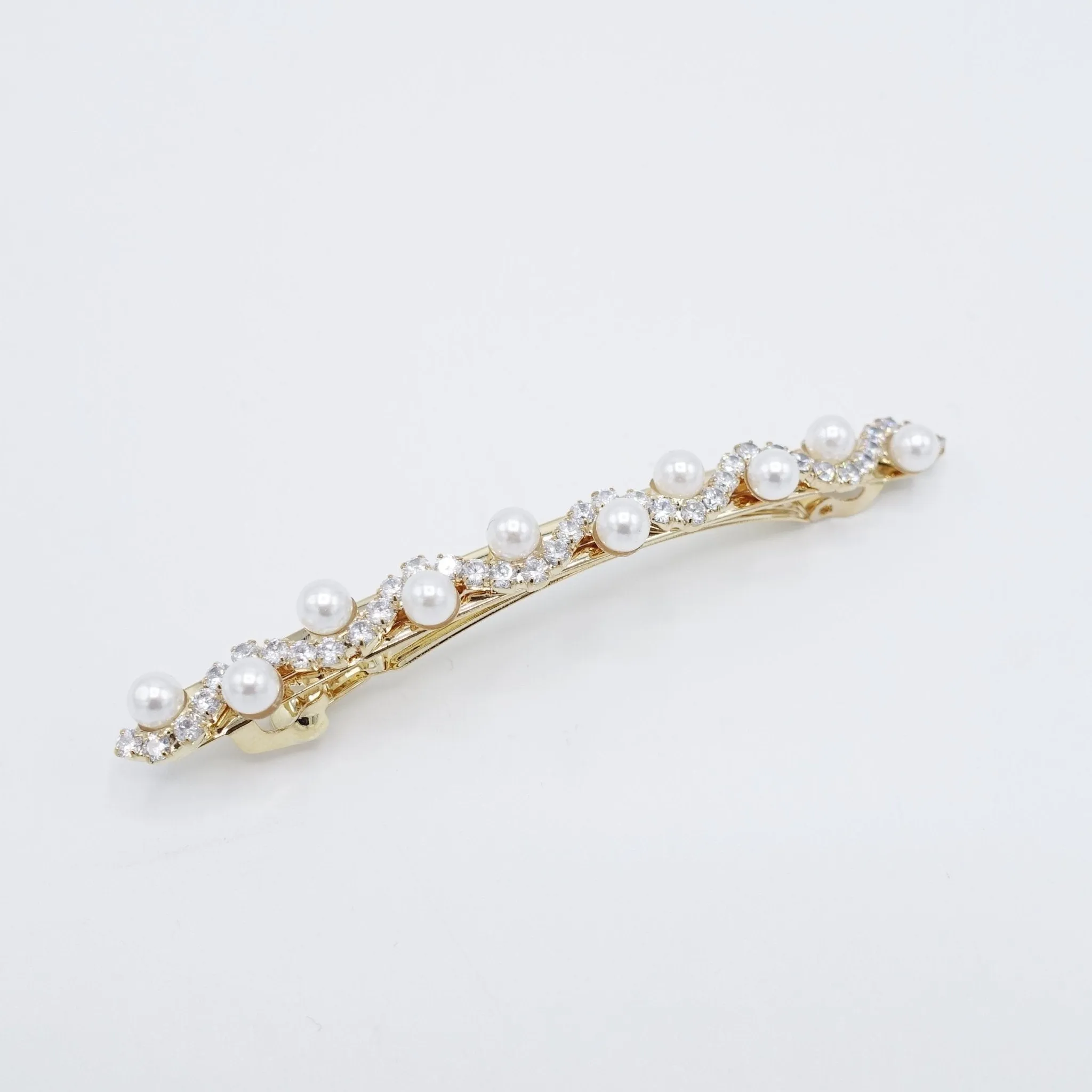 pearl rhinestone wave hair barrette women hair accessory