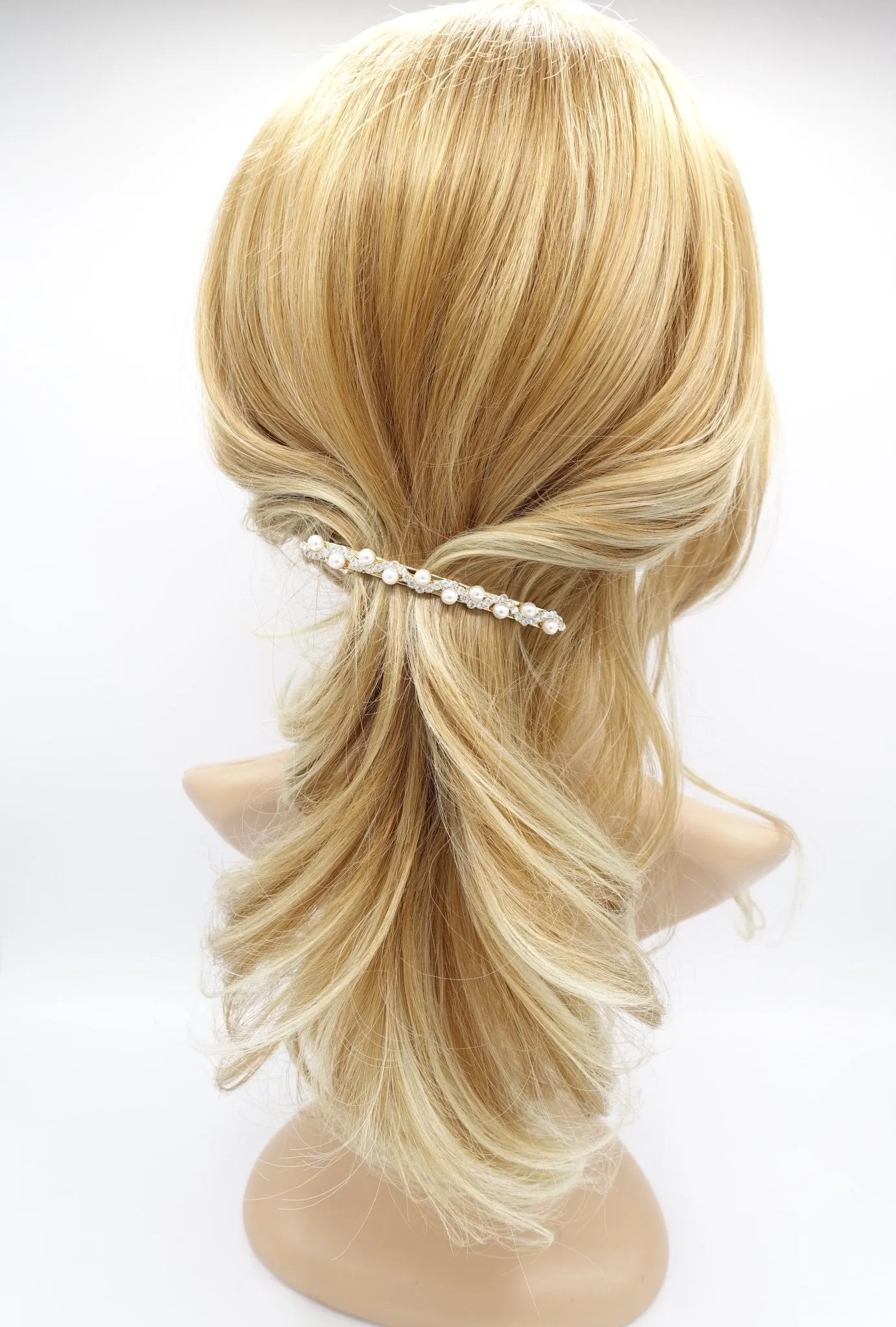 pearl rhinestone wave hair barrette women hair accessory