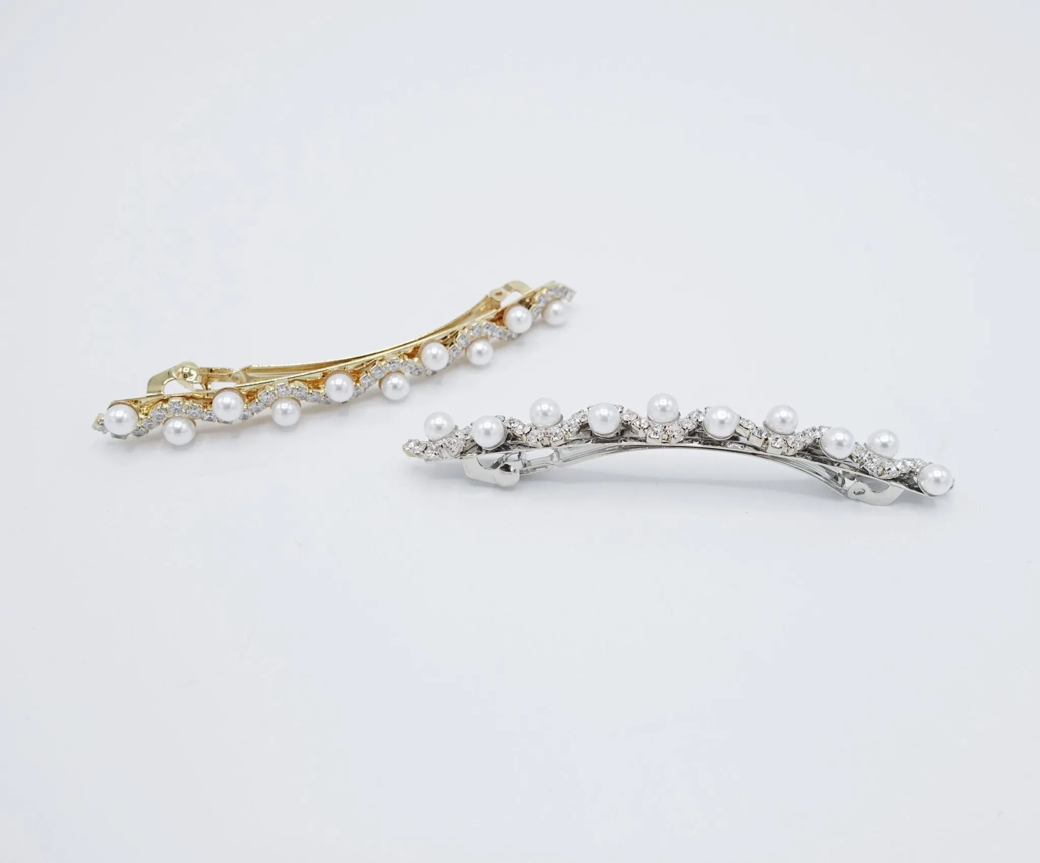 pearl rhinestone wave hair barrette women hair accessory