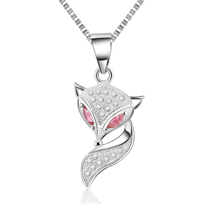 (Pendant Only) Zircon Fox Silver Pendant for Women