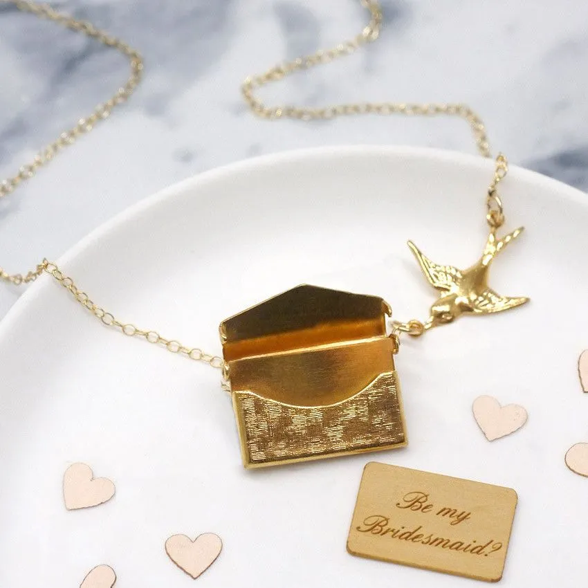 Personalised Envelope Necklace With Bird