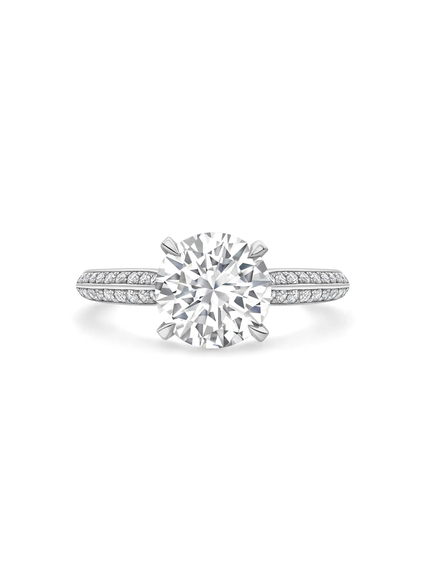 Petal Round Brilliant Platinum Diamond Engagement Ring