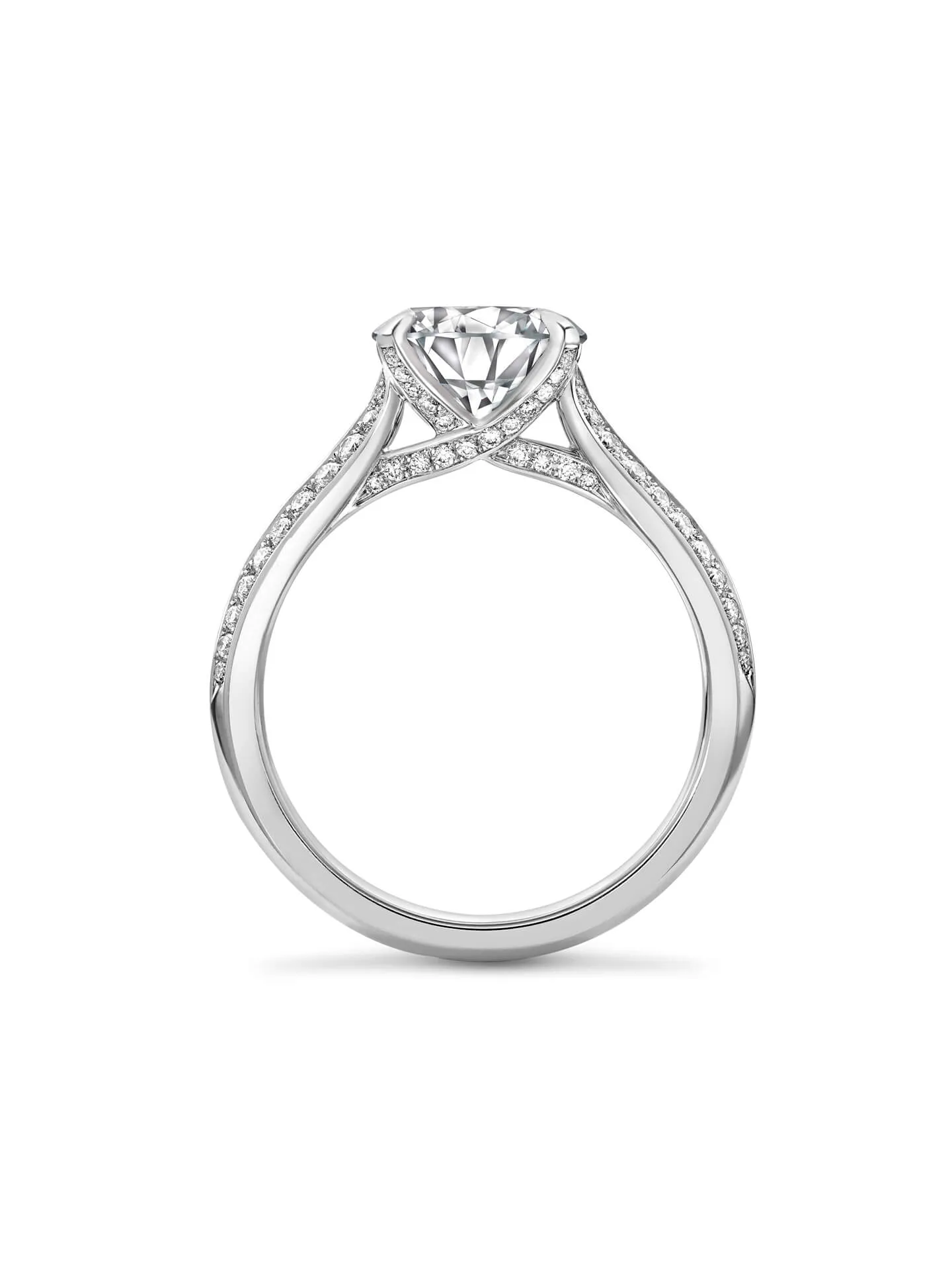 Petal Round Brilliant Platinum Diamond Engagement Ring