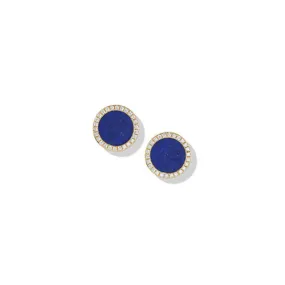 Petite DY Elements Stud Earrings in 18K Yellow Gold with Lapis and Pavé Diamonds