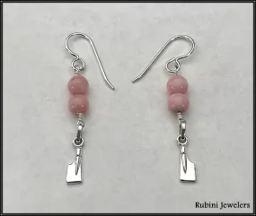 Petite Rowing Hatchet Dangle Earrings with Pink Indian Opals