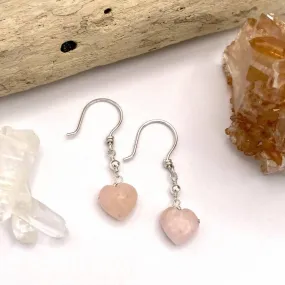 Pink Opal Heart Earrings