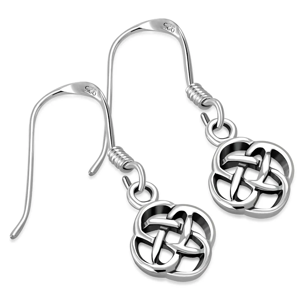 Plain Silver Celtic Knot Dangle Earrings