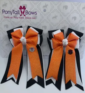 PonyTail Bows- Glitter Orange & Black