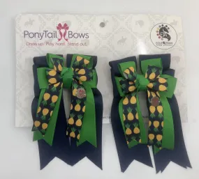 PonyTail Bows- Green Navy Pineapple