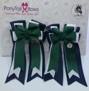 PonyTail Bows- Hunter Green/Navy