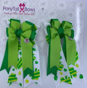 PonyTail Bows- Lucky Greens