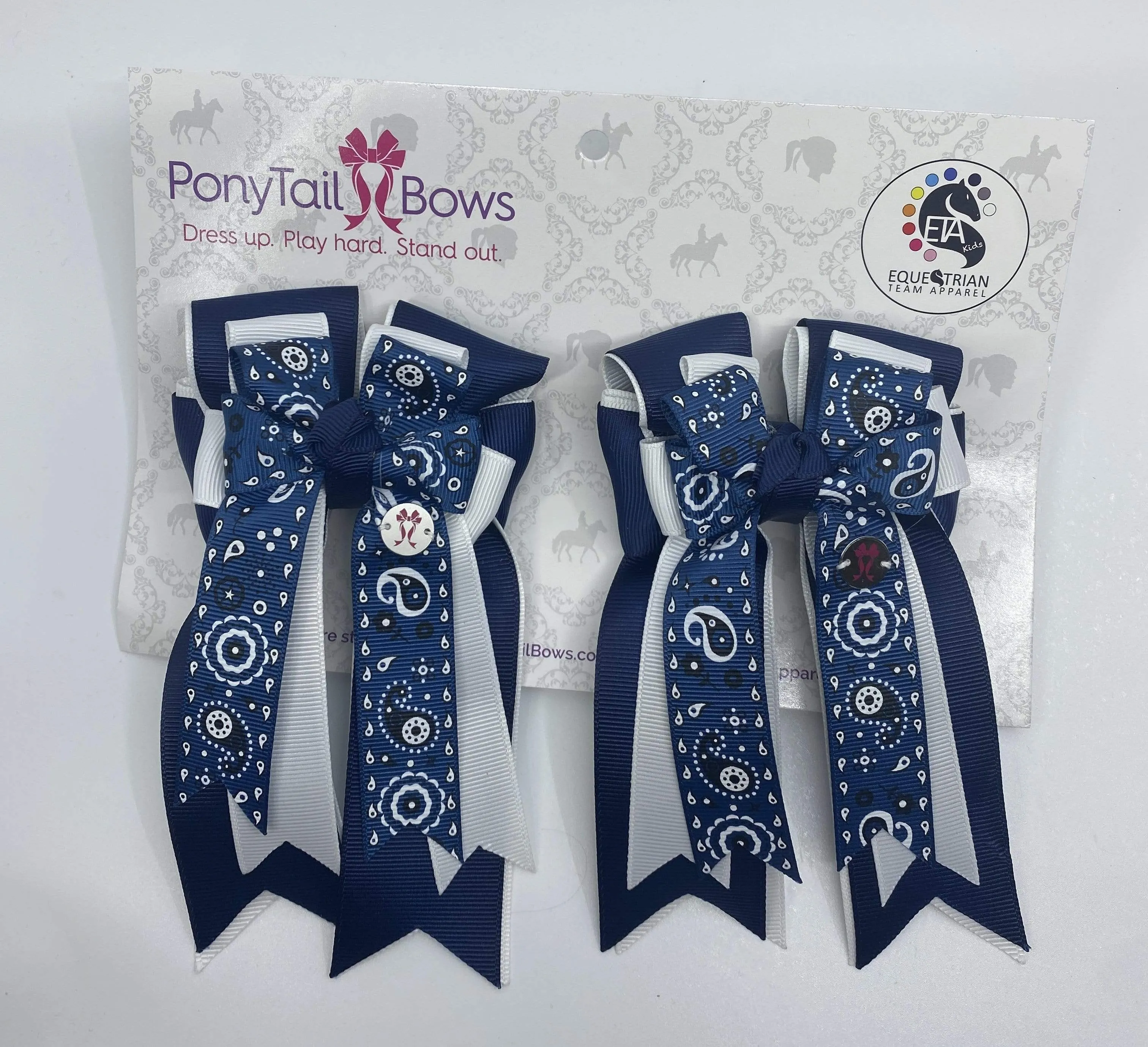 PonyTail Bows- Navy Blue Bandana Bows