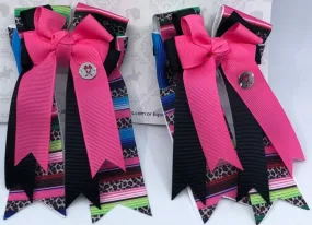 PonyTail Bows- Pink Sarape