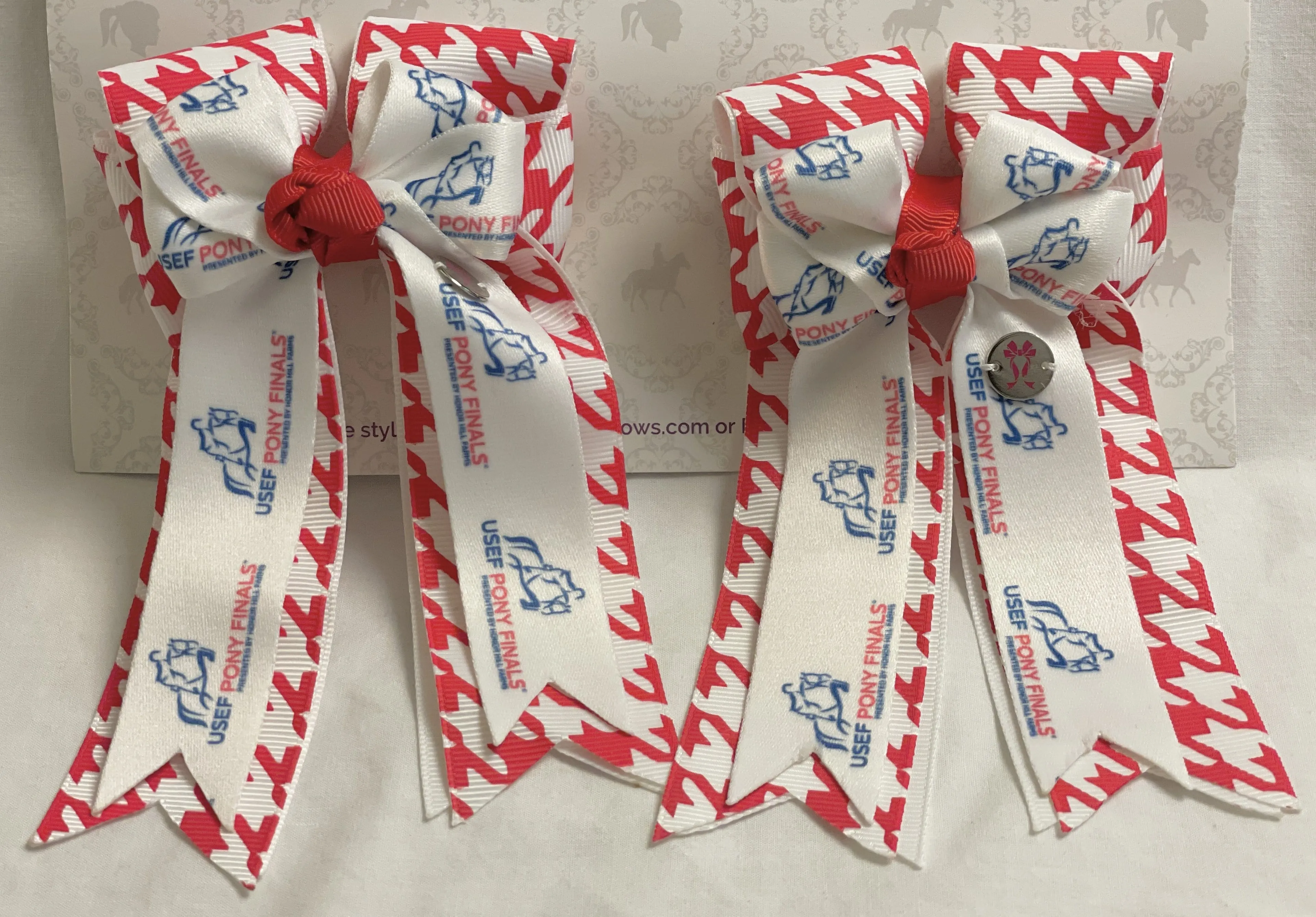 PonyTail Bows- Pony Finals Red Houndstooth