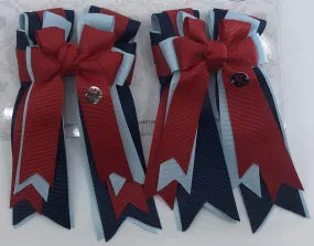 PonyTail Bows- Red Light Blue/Navy