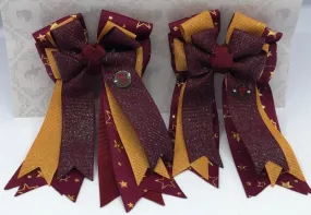 PonyTail Bows- Starry Night Burgundy