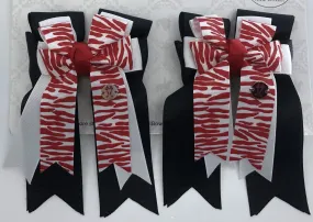 PonyTail Bows- Zebra Red