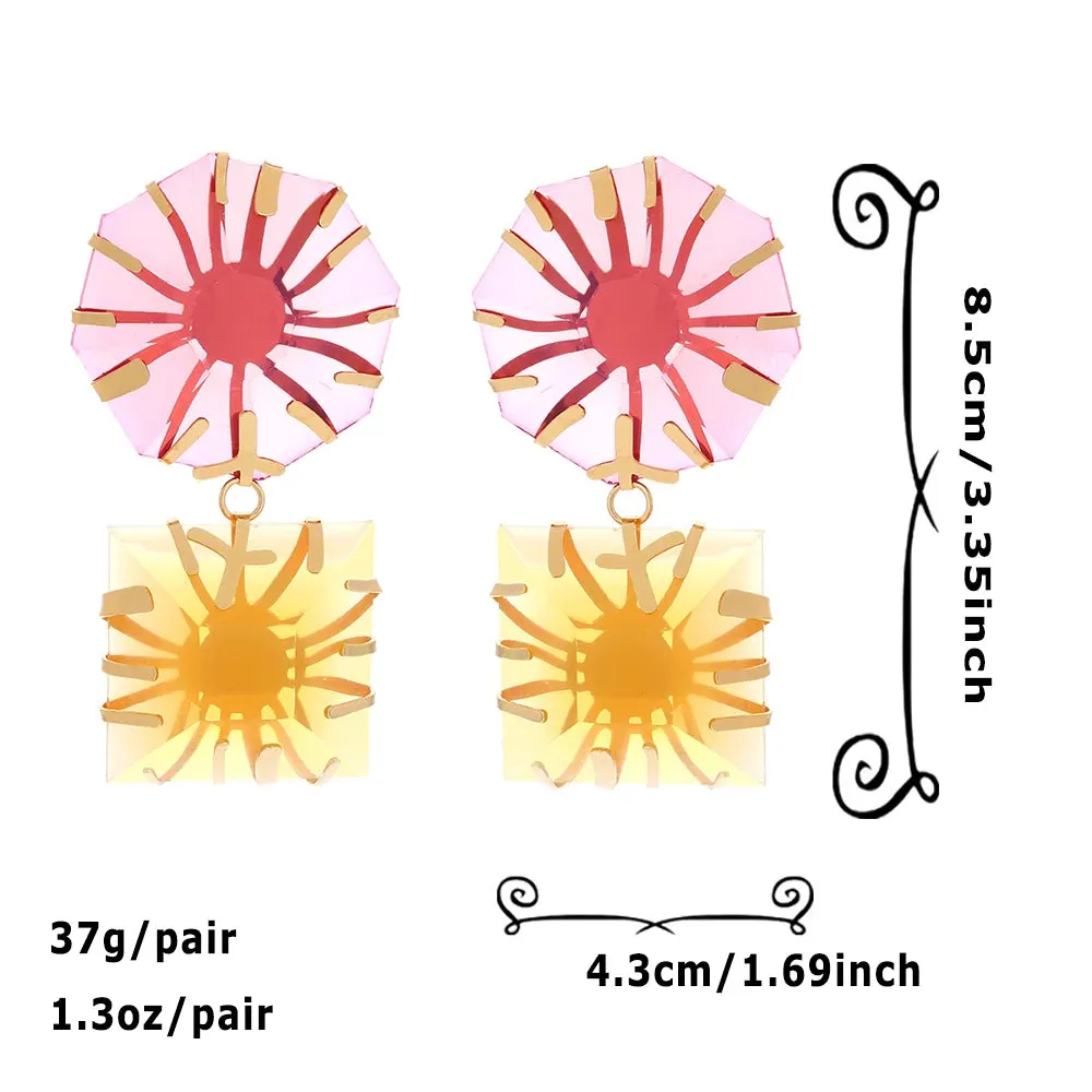 Pre Order:  Metal Inlaid Polygonal Colored Sun Resin Earrings