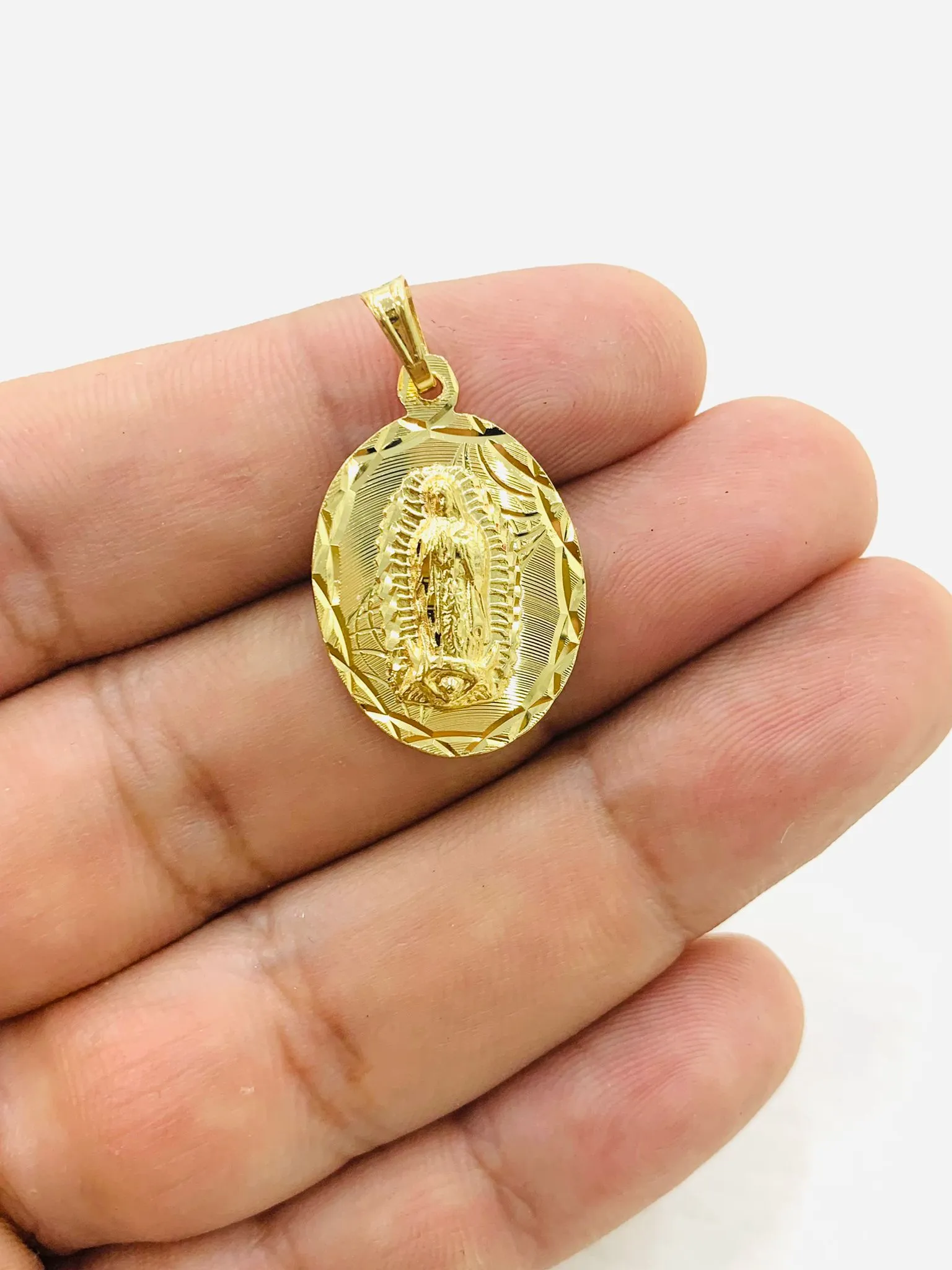 PrimeJewelry269 - 14K Yellow Gold Filled Virgen de Guadalupe Necklace Mens 24" Rope Chain Necklace