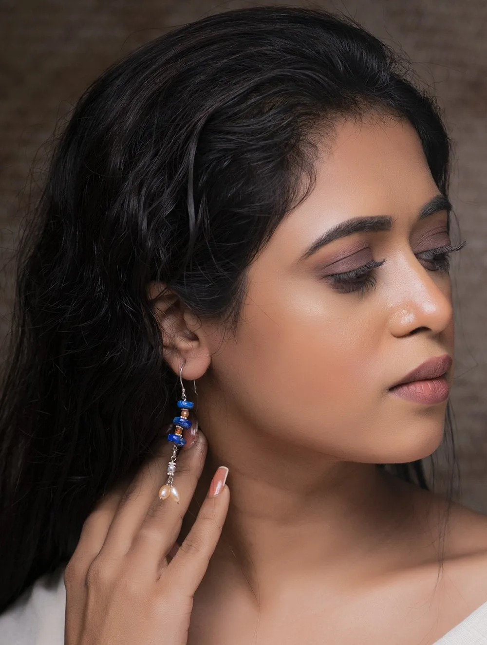 Pure Silver Earrings With Semi Precious Stones - Exotic Lapis Lazuli