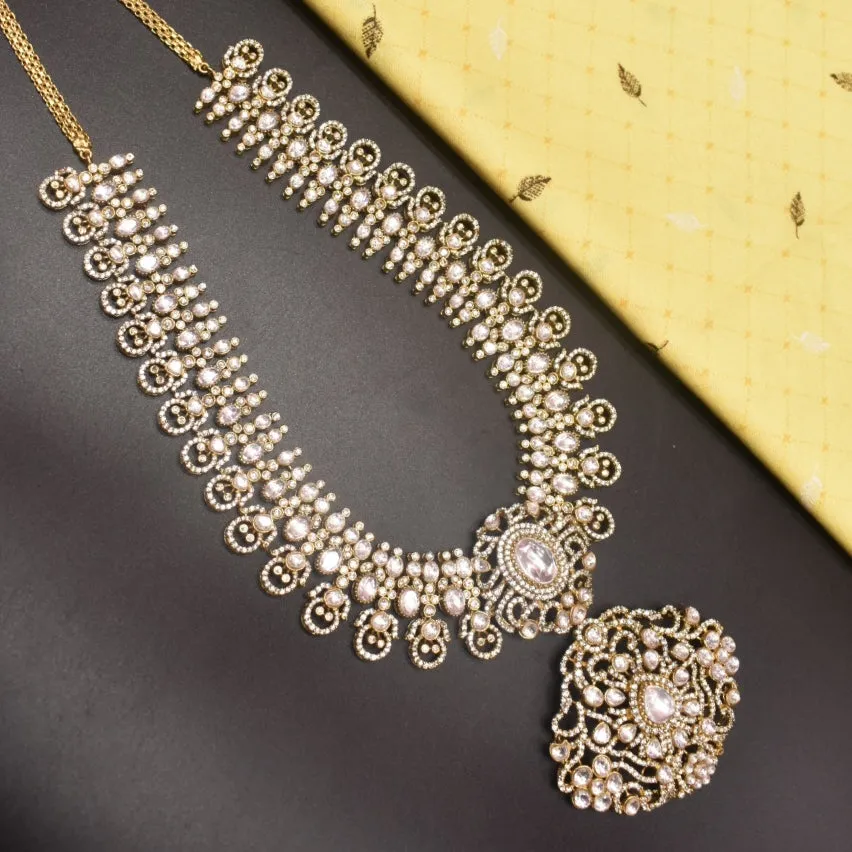 "Radiant Elegance: The Asp Fashion Kundan Long Necklace Set"