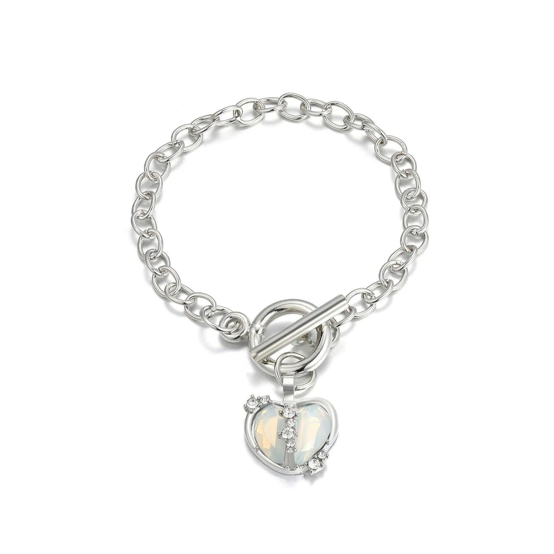 Radiant Heart Chain Bracelet: Y2K Zircon Women's Fashion Jewelry