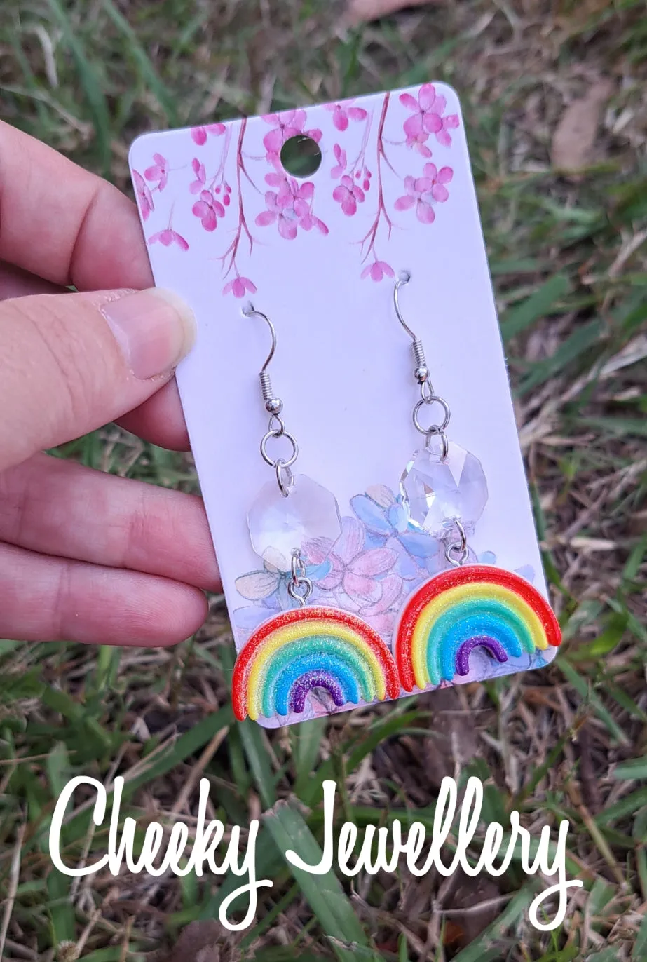 Rainbow earring with crystal