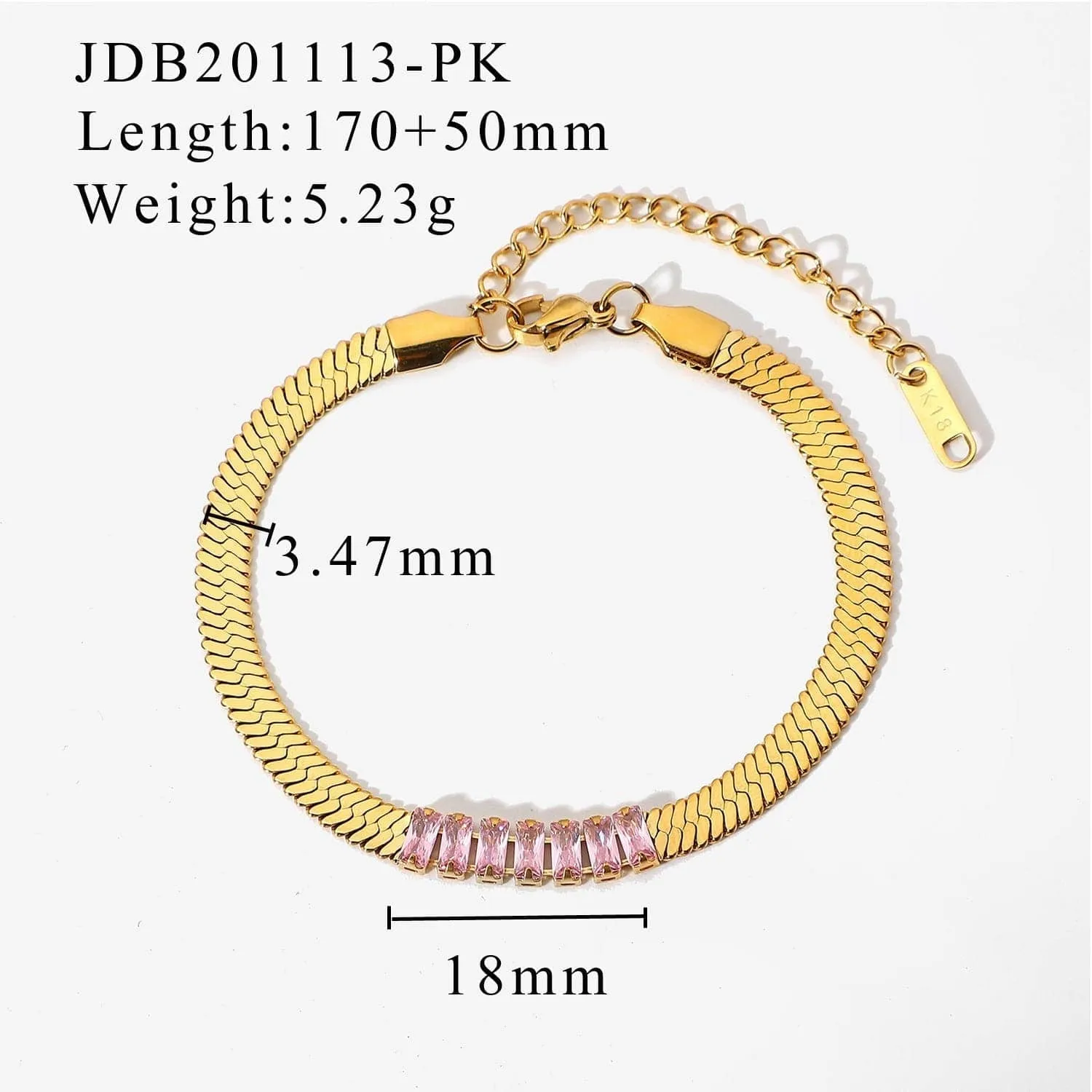 Rectangular Zircon Blade Bracelet -4 colors