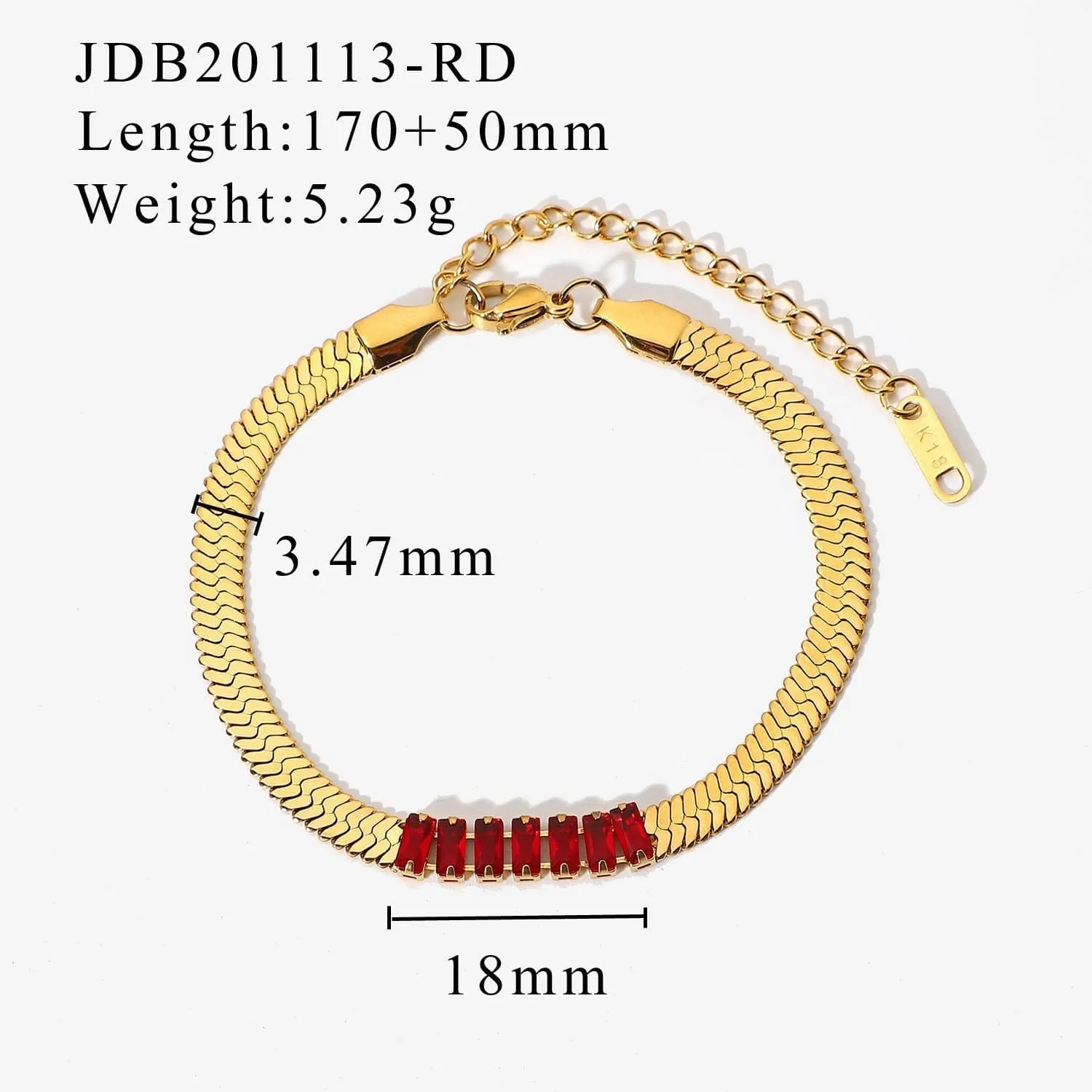 Rectangular Zircon Blade Bracelet -4 colors