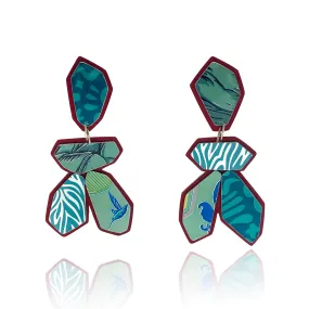 Red and Teal Geometric Earrings